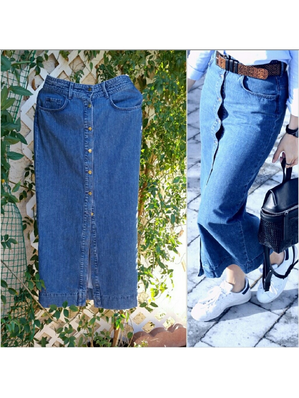Cabin Creek denim Maxi Skirt with Button Front